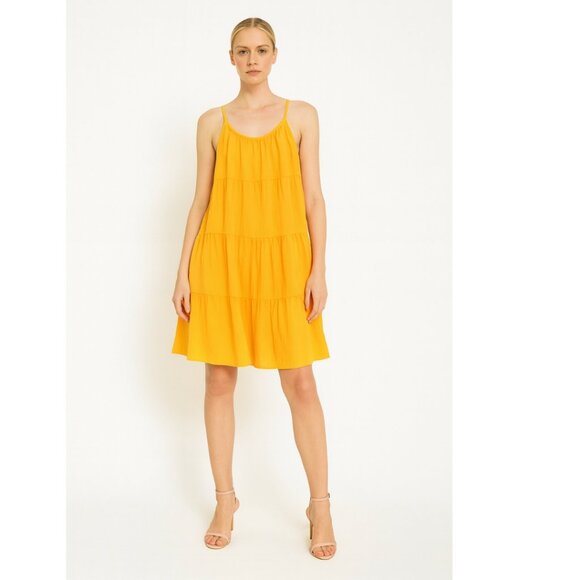 Samsoe Tiered Mini Dress Medium Yellow NEW - Picture 1 of 9